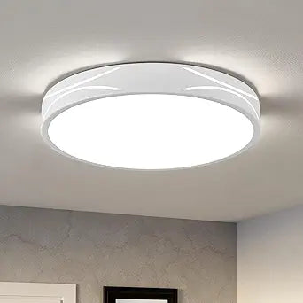 Modern Dimmable LED Flush Mount Ceiling Light, 2700K-6000K Selectable Round Close to Ceiling Lighting Fixtures, Metal Minimalist White Ceiling Lamp for Bedroom, Kitchen, Hallway, Laundry Room