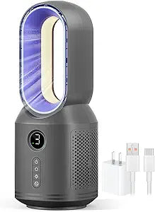 Desk Fan,13 Inch Portable Bladeless Fan, Small Quiet Office Fan with 106┬░ Oscillating, 3 Speeds & Night light, LED Display, Button Control, Personal Table Fan for Bedroom, Office, Home, Study Room