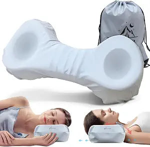 Cervical Neck Pillows for Tension Muscle Relief, Neck Roll Pillow for Side Sleepers, Camping & Travel Neck Support Memory Foam Pillow, Cervical Traction Device with Storage Bag