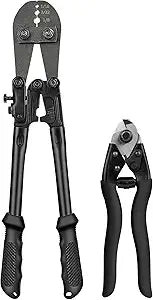 TooTaci Wire Rope Crimping Tool Kit, Include 14 inch Swaging Tool and Wire Rope Cutter, Cable Crimper for 1/16" to 1/8" Crimping Loop Sleeves