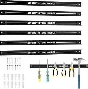 Goplus 6PCS 18" Magnetic Tool Holder, Wall Mounted 176LBS Capacity Magnetic Tool Organizer, Heavy Duty Metal Tool Rack, Tool Magnet Bar, Magnetic Tool Holder Strip for Garage Workshop