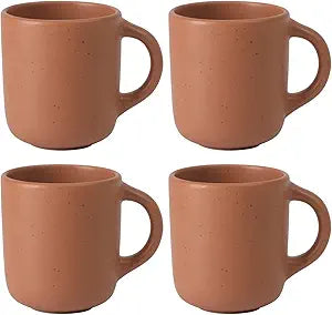Bloomhouse - Two Time Oprah's Favorite Things Winner - Corsica Clay 4-Piece Mug Set Burnt Apricot Terracotta Stoneware Coffee & Tea Cups, Durable Ceramic Drinkware