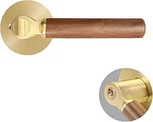 5 Pack Gold Keyed Entrance-Keyed Alike Zinc Alloy Wooden Door handlesleft or Right Hand Door Handles, Used for Bedroom or Bathroom Door Locks