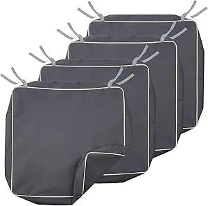 Porch Shield Outdoor Cushion Slipcovers Patio Chair Seat Cushion Covers Set 4 Waterproof Fade Resistant 21 x 21 x 4 inch, Dark Grey