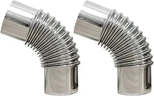SoloWilder Wood Stove Pipe 2pcs 45 Degree Stainless Steel Chimney Tube 2.36" Stovepipe for Camping Tent Stove