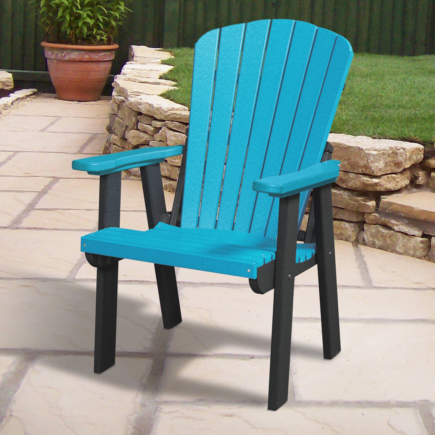 American Furniture Classics Adirondack Black Resin Frame Stationary Dining Chair with Slat Seat