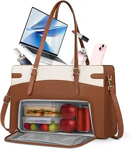 RAINSMORE 2-in-1 Laptop Bag for Women with Insulated Lunch Compartment