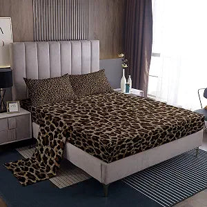Erosebridal Cheetah Print Bed Sheets Set Queen Size for Kids Boys Girls