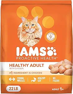 IAMS Proactive Health Dry Cat Food, Healthy Cat Food Dry Recipe for Adults, with Chicken 22 lb. Bag