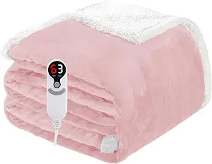 Electric Heated Blanket Full Size 72"x84", Soft Flannel with Overheat Protection, 9 Adjustable Heat Settings & 10-Hour Auto-Off Timer, Fast Heating for Winter Comfort, for Couch & Bed, Pink