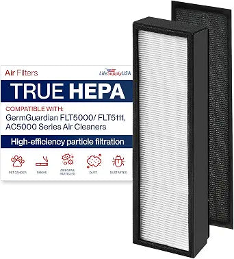 FLT5000/FLT5111 Filter C Replacement Compatible with GermGuardian AC5000 Series Air Purifiers HEPA + Carbon Pre-Filter Set by LifeSupplyUSA