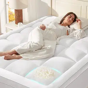 Anluoer Mattress Topper Queen for Back Pain, Memory Foam Pillow Top Mattress Topper Queen, 5X Support Extra Thick Breathable Mattress Pad with 8-21" Deep Pocket, 60x80 Inches, White