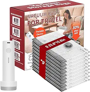 Vacuum Storage Bags with Portable Electric Pump,23.6 * 15.7in,Space Saver Sealer Bags, Airtight Compression Bags for Clothes, Pillows, Comforters, Blankets, Bedding (9 Pack)