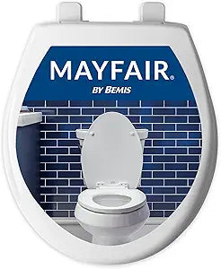 Mayfair Collins Slow Close Toilet Seat, Durable Plastic Seat with Extra Stability Bumpers and Secure Hinges, Made in USA, Round, White
