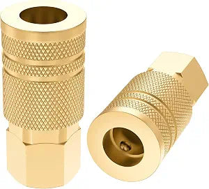 1/4 Inch Brass Female Industrial Coupler, 1/4" NPT Air Hose Fittings, 2PCS