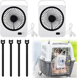 2 Pcs Pet Crate Fan for Dogs Cats,White and Black