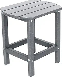 AMILY HDPE Outdoor Side Table, Weather Resistant Patio End Table, Heavy Duty Adirondack Side Table for Garden, Balcony, Poolside, Easy Assembly (Grey)