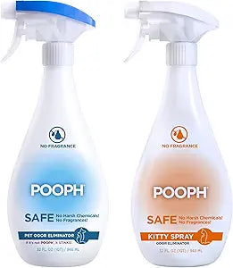 POOPH Pet Odor Eliminator Kitty Litter Box Deodorizer - 2 Pack 32oz Bottles - Odor Eliminator for Cat Urine, Poop, Pee, Litter Box Smells, Fragrance Free Pet Odor Spray