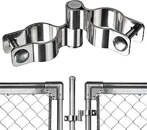4 Pack 1-3/8" x 1-3/8" Chain Link Fence Gate Hinge, 304 Stainless Steel Heavy Duty Male Female Post Hinges with Bolts and Nuts
