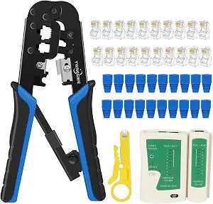 RJ45 Crimp Tool Kit Non-Pass Thru, All-in-One Ethernet Crimper JN102