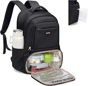 GOLF SUPAGS Lunch Backpack 16 Inch Laptop Backpack with Insulated Cooler Lunch Box Food Bag for College Work Camping Picnics (Black)