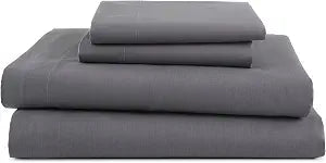 3 Piece Twin Sheets Set | Twin Bed Sheets Set ��� Light Weight, Soft Breathable Sheets | Brushed Cotton Rich Blend | Secure-Fit, Wrinkle Resistant, Durable, Easy Care Bed Sheets | Comfy Sheets | Gray