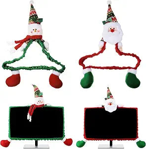 Funtery 2 Pcs Christmas Computer Monitor Cover, Christmas Office Decoration