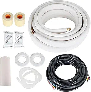 Air Conditioning Refrigeration Connection Tube 1/4 and 3/8 Inch x 50 Foot for Mini Split Air with Accessories, Air Conditioning Tubing Extension