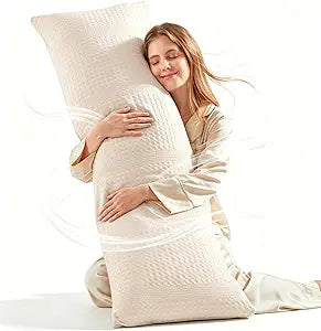 YZ HOME Waffle Weave Body Pillow for Adults - Memory Foam Body Pillow with Removable Pillowcase - Firm and Fluffy - Large Long Bed Pillows for Side Sleepers, Washable, 20x54 Inch(Beige)