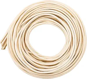 Yarlung 1/5 Inch x 65 Feet Reed Spline, Natural Rattan Cane Webbing Roll for Basket Weaving Supplies, Round Permeable Reed Coil Wicker Chair Repair for DIY Craft, Furniture Making, Winding, Modeling