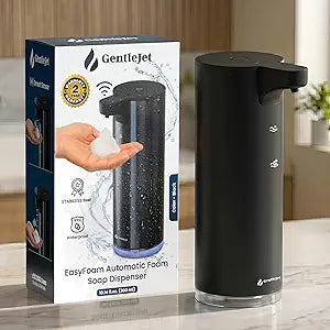GentleJet EasyFoam Automatic Foaming Soap Dispenser, Touchless USB-C Rechargeable Sensor Pump, 304 Stainless Steel, Adjustable Foam, IPX5 Water-Resistant for Bathroom & Kitchen, 10 fl oz / 300 mL