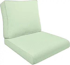 22x24 Inch Outdoor Seat Cushions 4" Thick, High Density Foam Patio Deep Back Chair Cushions, Water Repellent Replacement Cushions with Removable Cover for Patio Sofa Bench Swing, Light Green