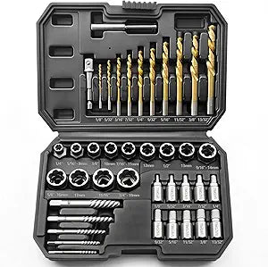 40 pcs Bolt Extractor Set, Screw Extractor, hub nut Removal Tool with Left-Hand Drill bit, HSS Cobalt Drill bit, Easy Screw Removal Tool Set for Damaged, Frozen, Broken, Rusty Screws and Bolts