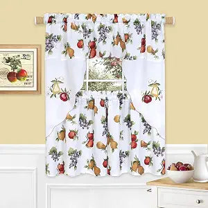 Ambrosia Embellished Tier & Swag Set, 58 x 24 in
