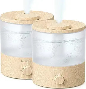 MEGAWISE 2 Pack1.8L Cool Mist Humidifier 2-Pack with 7 Color LED Lights, Adjustable Mist, Quiet Ultrasonic Humidifiers for Bedroom & Home