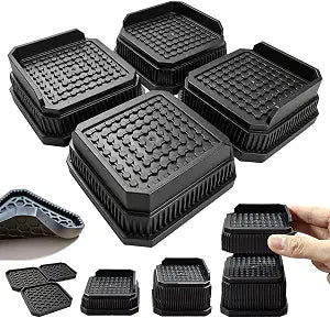 Adjustable Furniture Risers Bed Risers 4���Pack Black Rectangular Lift Blocks