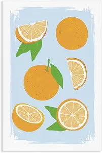 Pastel Summer Oranges Kitchen Still Life, 16 x 24 Inch Canvas Wall Art