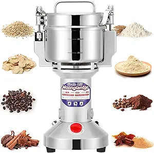Moongiantgo Grain Mill Grinder Electric 300g Commercial Spice Grinder 1500W Stainless Steel Pulverizer Dry Grinding Machine for Wheat Corn Rice Pepper Herbs Coffee Beans (300g Upright, 110V)