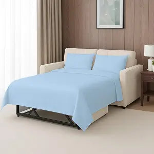 SKY BEDDINGS Sleeper Sofa Queen Sheets Sets, 6" Deep Pockets, Light Blue