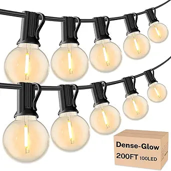 RTTY Outdoor String Lights 200 FT, Patio Light for Outside with 104pcs G40 LED Shatterproof Bulbs, Waterproof Connectable Hanging Globe Lighting for Porch Cafe Bistro Backyard Balcony Deck Party
