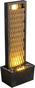 Kalona Outdoor Waterfall Fountain, Large Outdoor Water Fountain for Garden & Patio, 35.8" Tall Resin Waterfall Feature with LED Lights