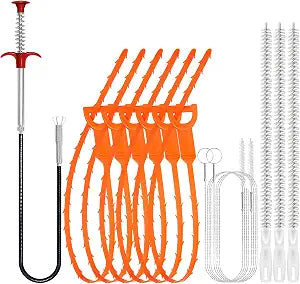 Drain Snake Hair Clog Remover Tool Set - 12 Pack Deep Cleaning Kit