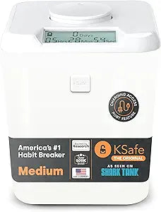 K-Safe Time Locking Container (Medium), Timed Lock Box for Cell Phones, Snacks, and Other Unwanted Temptations (White Lid + White Base, with Access Port)