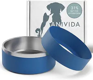 Stainless Steel Dog Water Bowl Starter Kit for Improved Hydration | Large Water Bowl for Dogs Includes 2 Peanut Butter Scented Sleeves to Encourage Healthy Hydration
