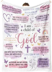 Baptism Gifts for Girl, I Am a Child of God Blanket, Christian Gifts for Women Birthday, Teen Girl Gifts Trendy Stuff, Inspirational Confirmation & First Communion Gifts for Girls(80*60)