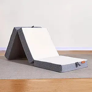 Sweetnight Single Tri-Folding Mattress Topper - 4 inch Medium Firm Portable Foldable Mattress with Washable Cover & Non-Slip Base - Ideal for Camping, RV, and Guests,White