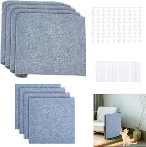 8 Pack Cat Scratch Furniture and Wall Protector Polyester Self-Adhesive Cat Scratcher Rectangle & Square Cat Scratch Mat for Couch Wall Door DIY Cat Scratch Pads Replacement (Light Grey)