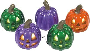 Department 56 Village Halloween Accessories Shiny Pumpkins String of Lights Lit Figurine, 24 Inch, Multicolor