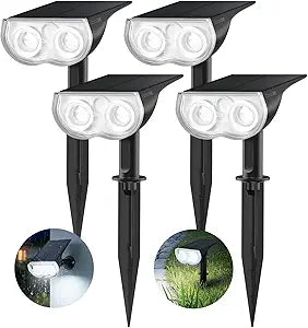 Consciot Solar Lights Outdoor Waterproof IP67, 3 Lighting Modes Solar Spot Lights Outdoor, Auto On/Off, 2-in-1 Solar Landscape Light for Yard Garden Landscape Pathway, Cool White 6500K, 4 Pack