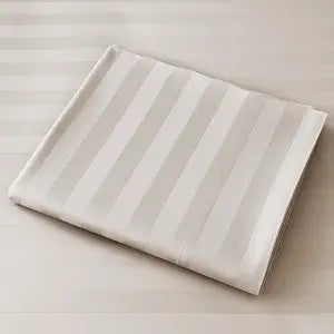 Cotton Flat Sheets Only, 600 TC 100% Cotton Flat Sheet Top Sheet Only, King Size Flat Sheet Only 1Pcs, Cool, Breathable, Wrinkle (Striped-Ivory King 1pcs)